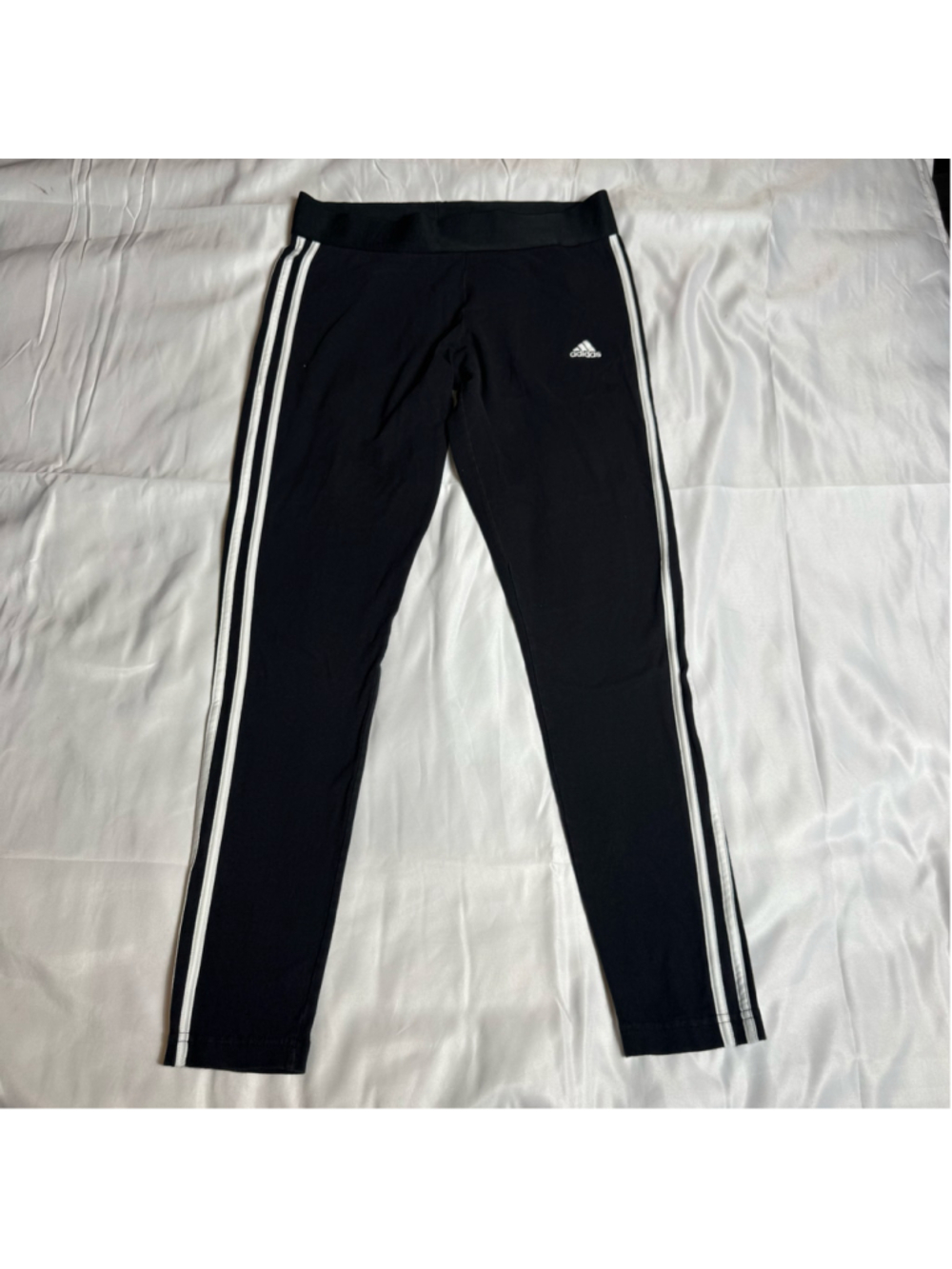 Women's Adidas Black and White 3-Stripe Leggings Size L
